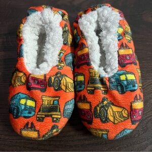 Kids Construction Orange Vehicle Slippers Toddler Size 9-10